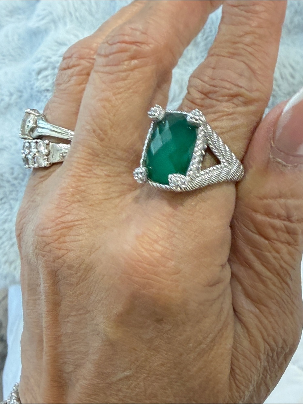 Judith Ripka Green Goddess Chalcedony Ring size 8